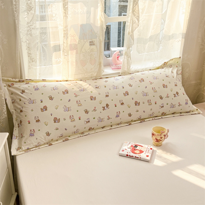 91家纺网 家纺一手货源 找家纺 圣比熊 2026新款A类云朵棉单层枕套1.8米情侣双人加长枕芯内胆套-单层压线 欢喜汪汪（单层压线）