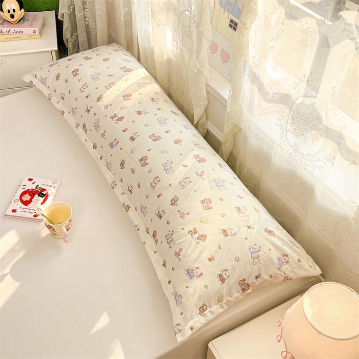 91家纺网 家纺一手货源 找家纺 圣比熊 2026新款A类云朵棉单层枕套1.8米情侣双人加长枕芯内胆套-单层压线 欢喜汪汪（单层压线）