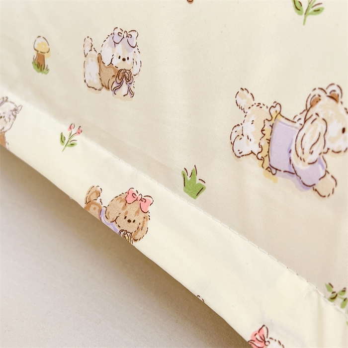 91家纺网 家纺一手货源 找家纺 圣比熊 2026新款A类云朵棉单层枕套1.8米情侣双人加长枕芯内胆套-单层压线 欢喜汪汪（单层压线）