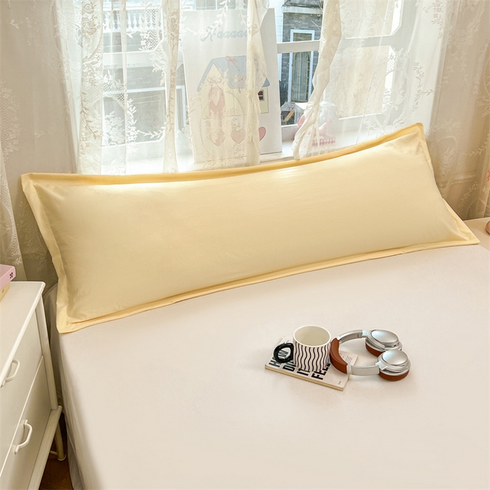 91家纺网 家纺一手货源 找家纺 圣比熊 2026新款A类云朵棉单层枕套1.8米情侣双人加长枕芯内胆套-单层压线 暖木黄（单层压线）