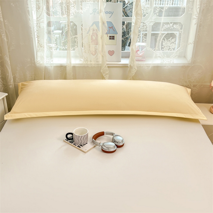 91家纺网 家纺一手货源 找家纺 圣比熊 2026新款A类云朵棉单层枕套1.8米情侣双人加长枕芯内胆套-单层压线 暖木黄（单层压线）