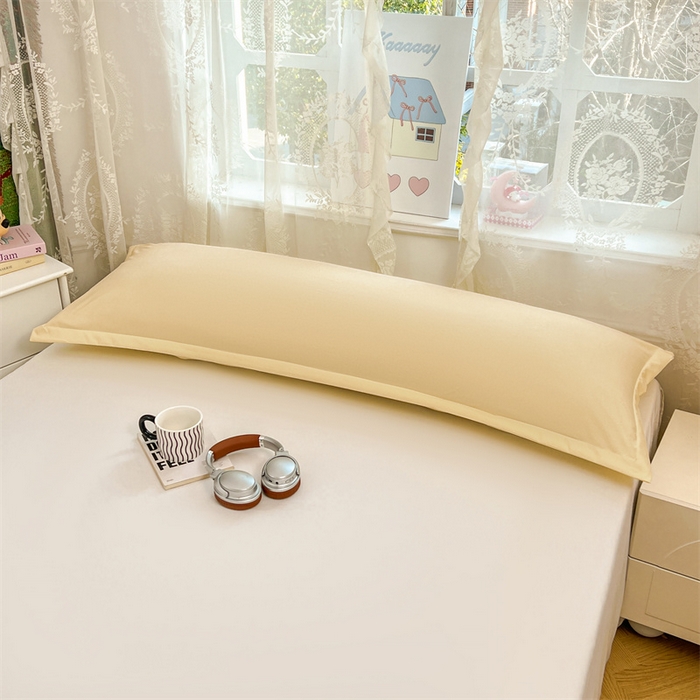 91家纺网 家纺一手货源 找家纺 圣比熊 2026新款A类云朵棉单层枕套1.8米情侣双人加长枕芯内胆套-单层压线 暖木黄（单层压线）