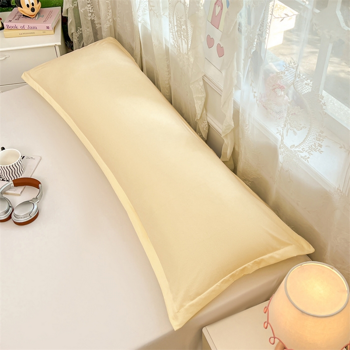 91家纺网 家纺一手货源 找家纺 圣比熊 2026新款A类云朵棉单层枕套1.8米情侣双人加长枕芯内胆套-单层压线 暖木黄（单层压线）