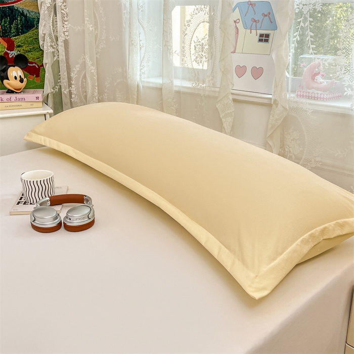 91家纺网 家纺一手货源 找家纺 圣比熊 2026新款A类云朵棉单层枕套1.8米情侣双人加长枕芯内胆套-单层压线 暖木黄（单层压线）