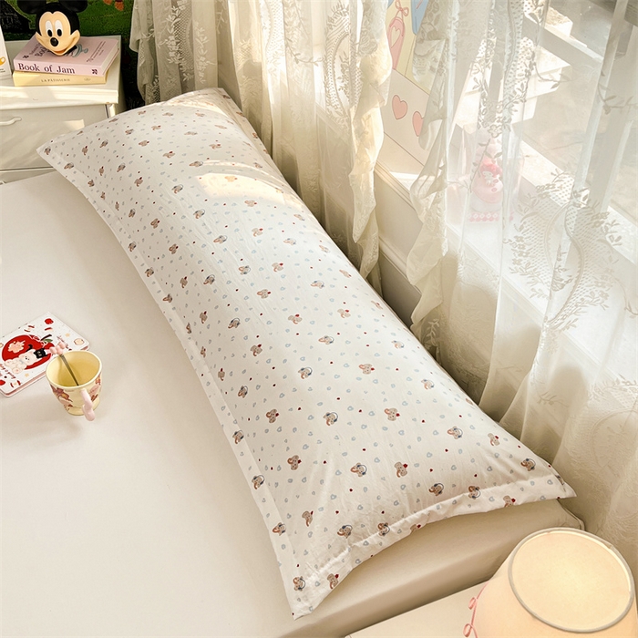 91家纺网 家纺一手货源 找家纺 圣比熊 2026新款A类云朵棉单层枕套1.8米情侣双人加长枕芯内胆套-单层压线 童趣小象（单层压线）