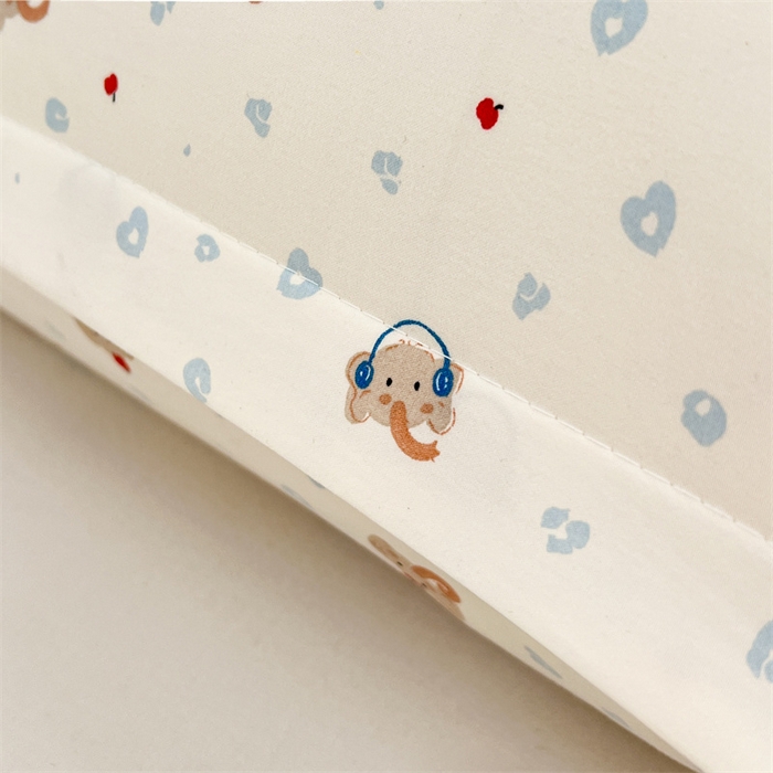 91家纺网 家纺一手货源 找家纺 圣比熊 2026新款A类云朵棉单层枕套1.8米情侣双人加长枕芯内胆套-单层压线 童趣小象（单层压线）