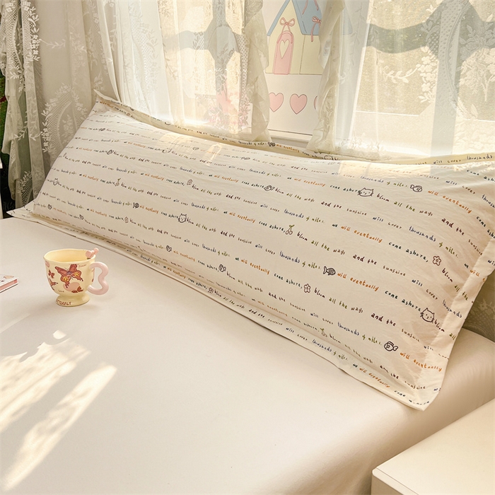 91家纺网 家纺一手货源 找家纺 圣比熊 2026新款A类云朵棉单层枕套1.8米情侣双人加长枕芯内胆套-单层压线 小猫钓鱼（单层压线）