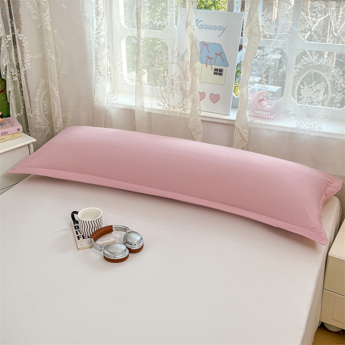 91家纺网 家纺一手货源 找家纺 圣比熊 2026新款A类云朵棉单层枕套1.8米情侣双人加长枕芯内胆套-单层压线 心动粉（单层压线）