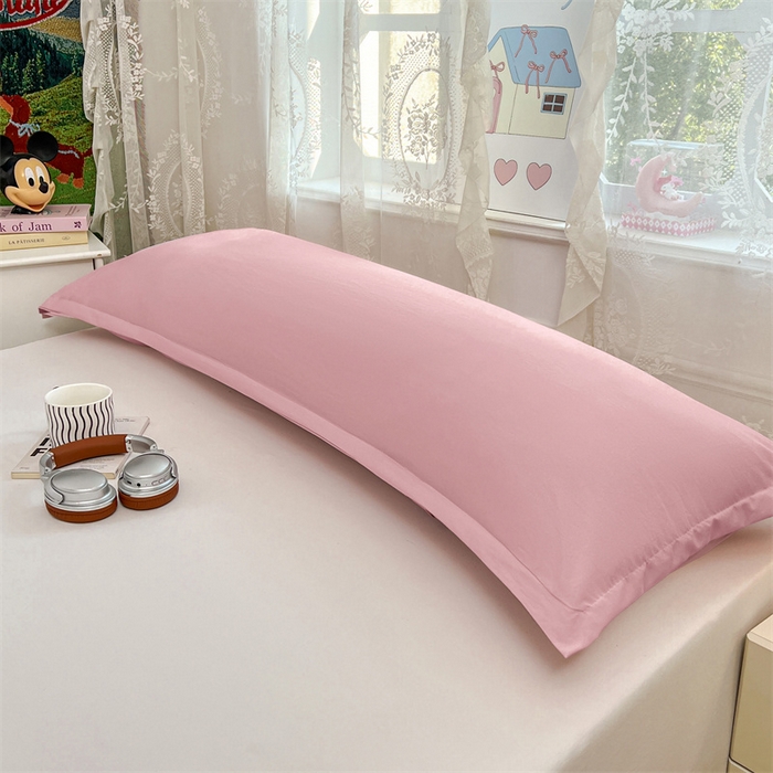 91家纺网 家纺一手货源 找家纺 圣比熊 2026新款A类云朵棉单层枕套1.8米情侣双人加长枕芯内胆套-单层压线 心动粉（单层压线）