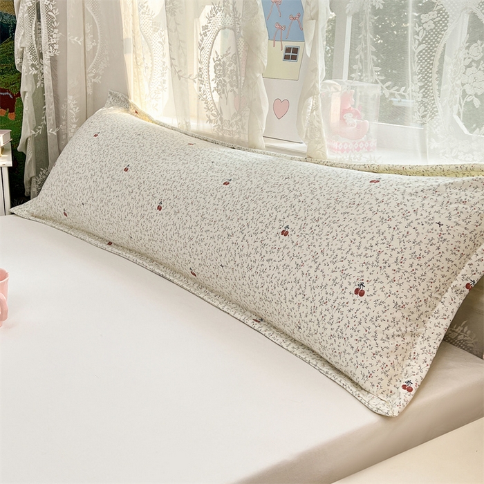 91家纺网 家纺一手货源 找家纺 圣比熊 2026新款A类云朵棉单层枕套1.8米情侣双人加长枕芯内胆套-单层压线 樱桃花语（单层压线）