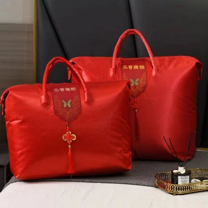 91家纺网 家纺一手货源 找家纺 （总）金同成 2025新款婚庆被冬被子母被春秋被四季被60支全棉龙凤喜字提花蚕丝被