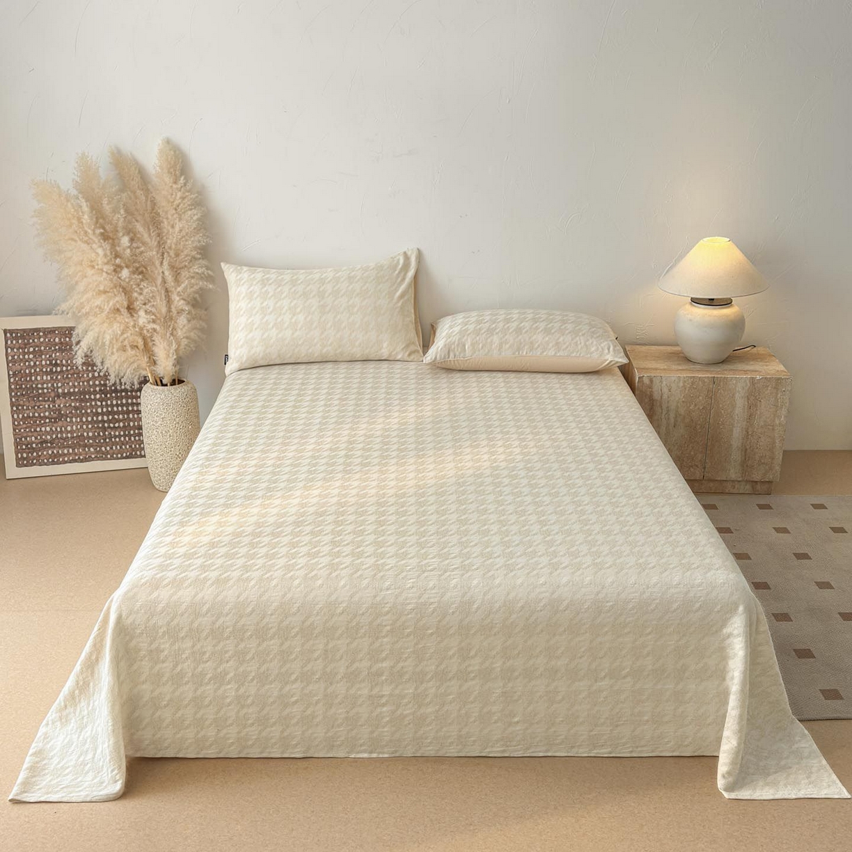 91家纺网 家纺一手货源 找家纺 涵宸家纺 2026新款全棉提花色坊系列单床单 床单-千熙-香槟