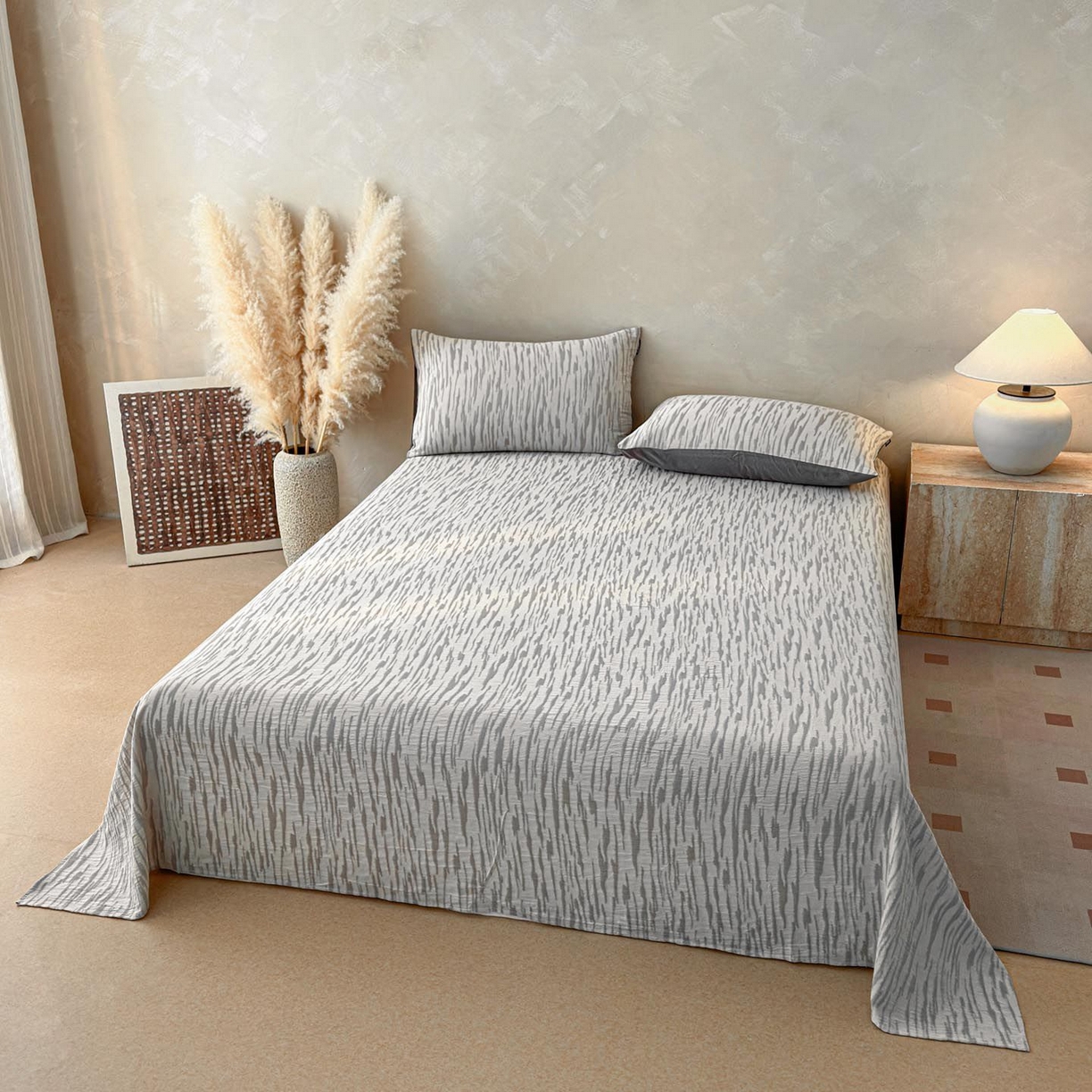 91家纺网 家纺一手货源 找家纺 涵宸家纺 2026新款全棉提花色坊系列单床单 床单-碧棉-灰