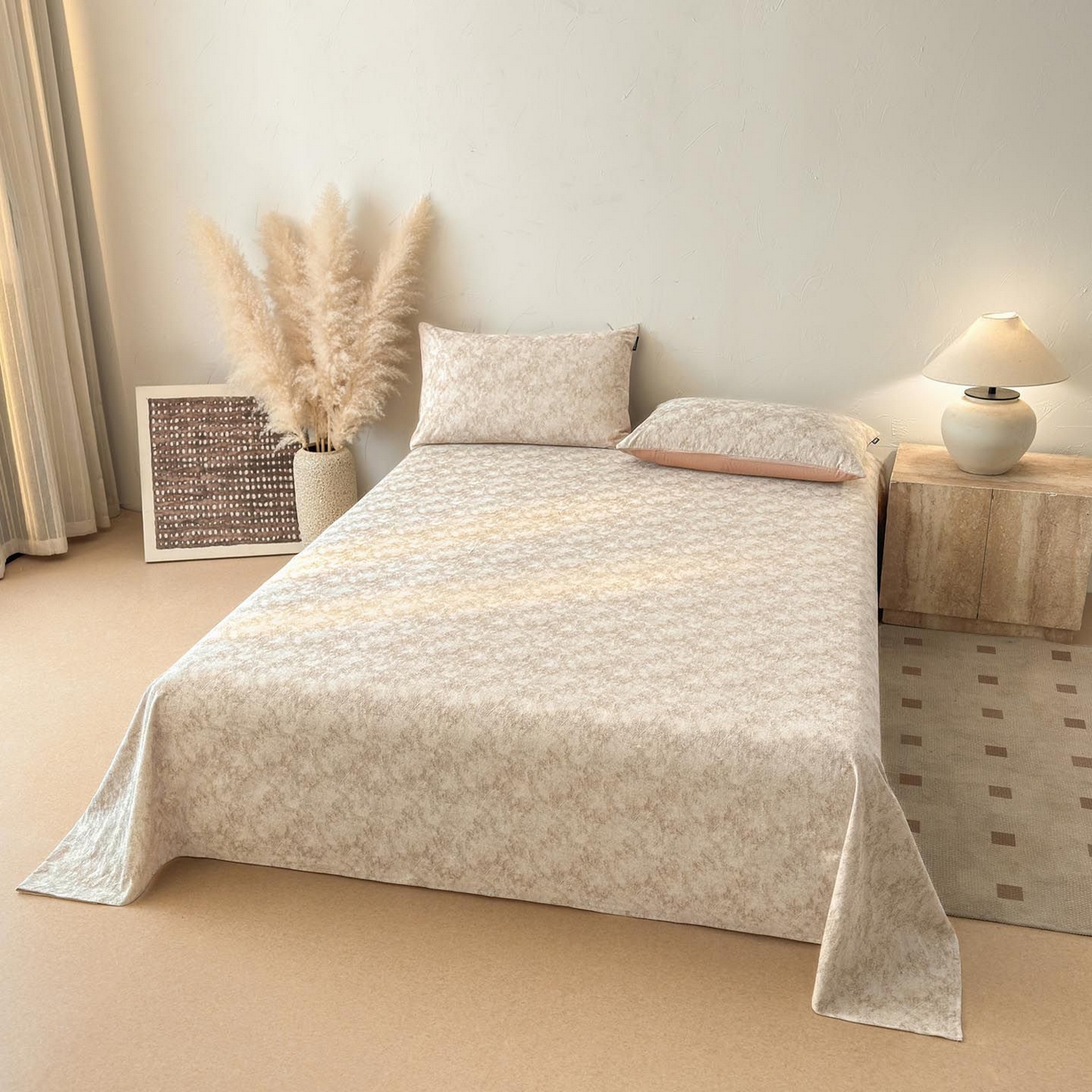 91家纺网 家纺一手货源 找家纺 涵宸家纺 2026新款全棉提花色坊系列单床单 床单-迷蒙