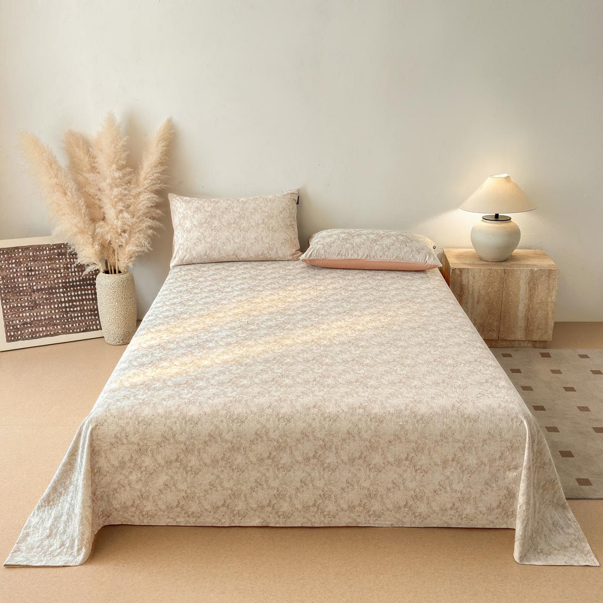 91家纺网 家纺一手货源 找家纺 涵宸家纺 2026新款全棉提花色坊系列单床单 床单-迷蒙