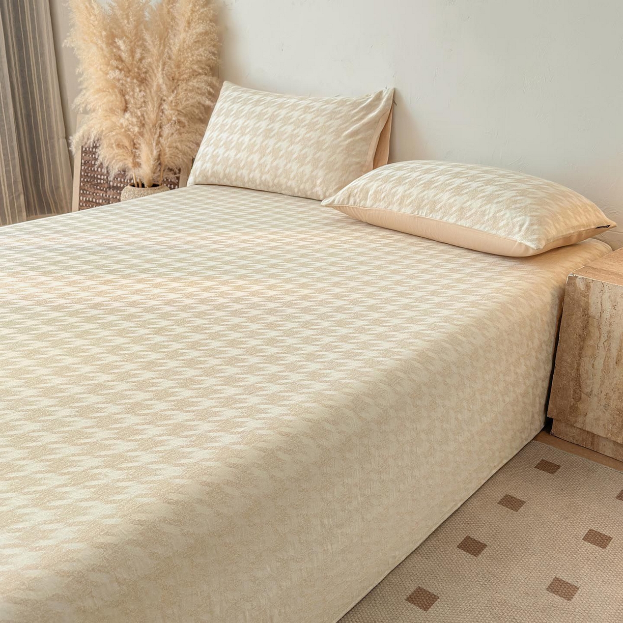 91家纺网 家纺一手货源 找家纺 涵宸家纺 2026新款全棉提花色坊系列单床单 床单-千熙-香槟