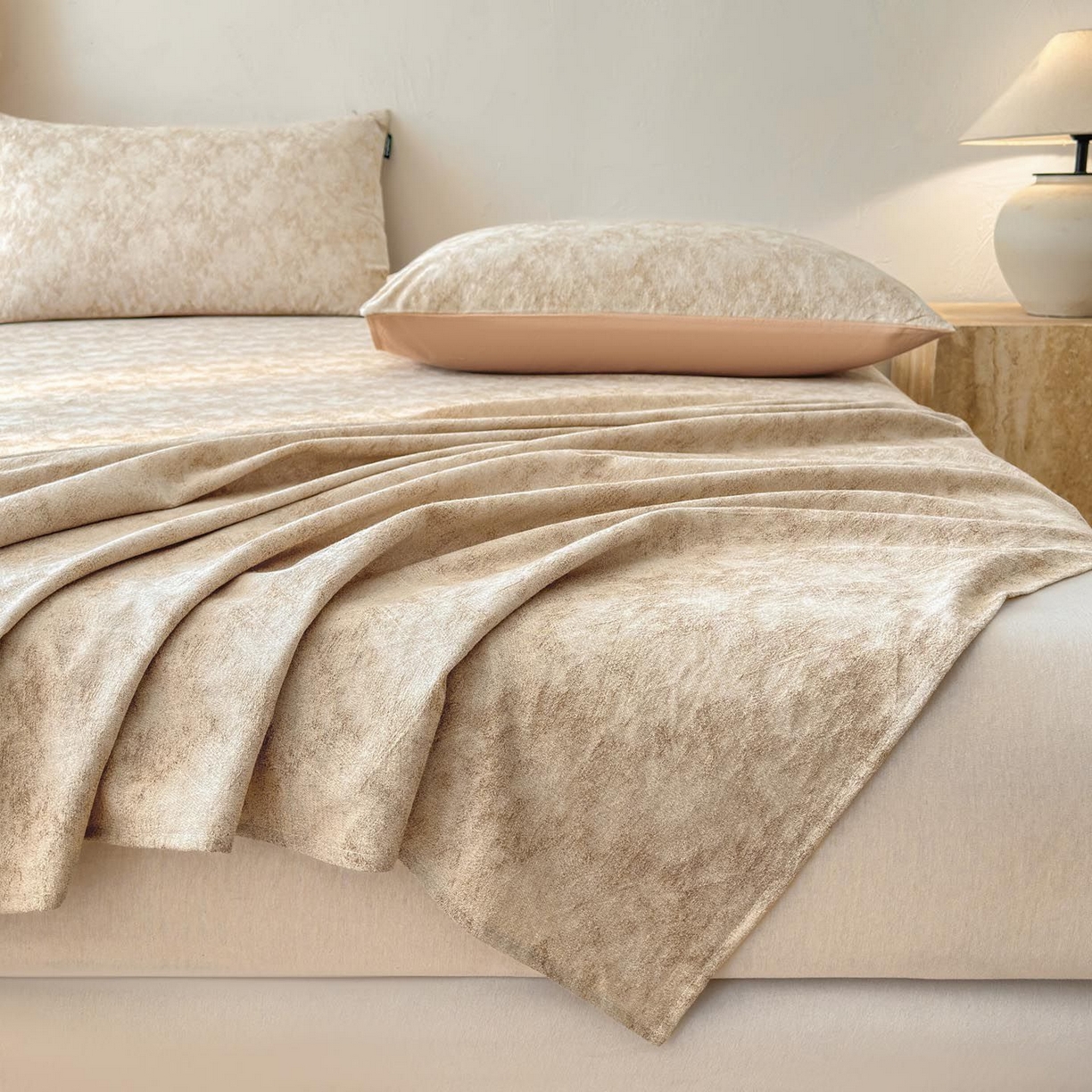 91家纺网 家纺一手货源 找家纺 涵宸家纺 2026新款全棉提花色坊系列单床单 床单-迷蒙