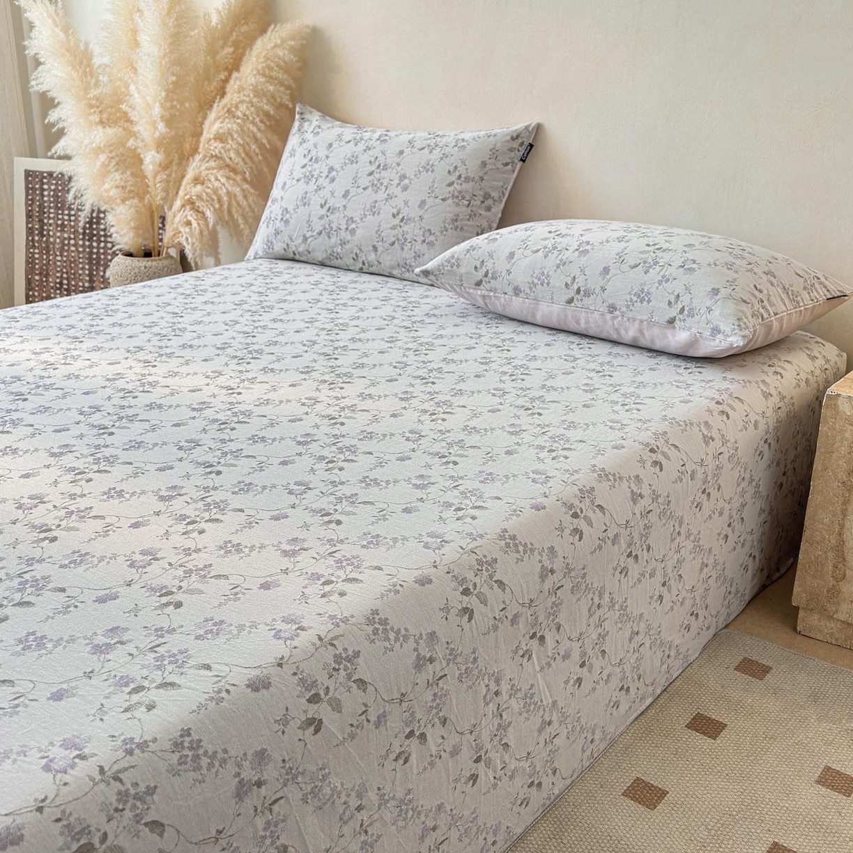 91家纺网 家纺一手货源 找家纺 涵宸家纺 2026新款全棉提花色坊系列单床单 床单-金禧-紫