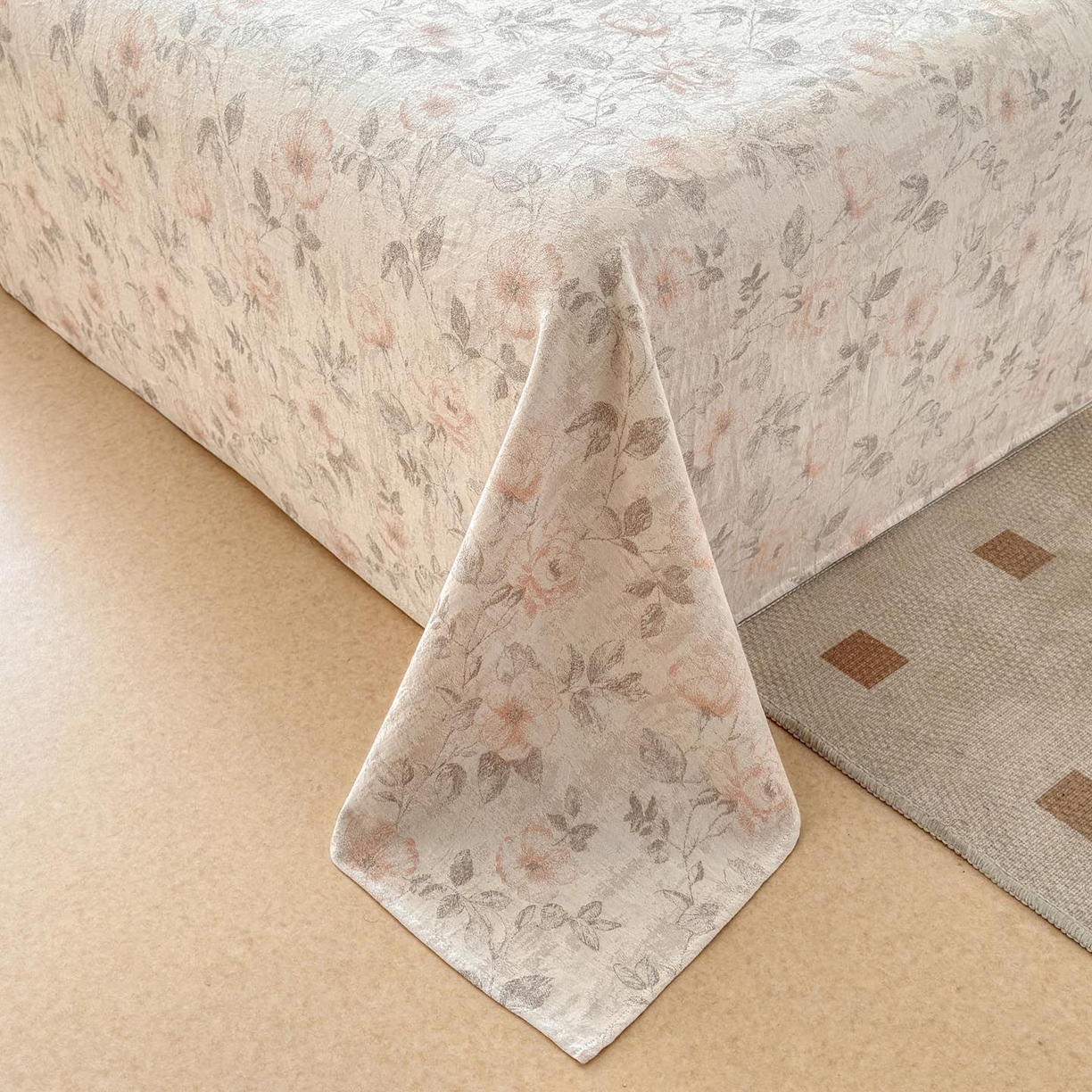 91家纺网 家纺一手货源 找家纺 涵宸家纺 2026新款全棉提花色坊系列单床单 床单-繁花盈然-粉