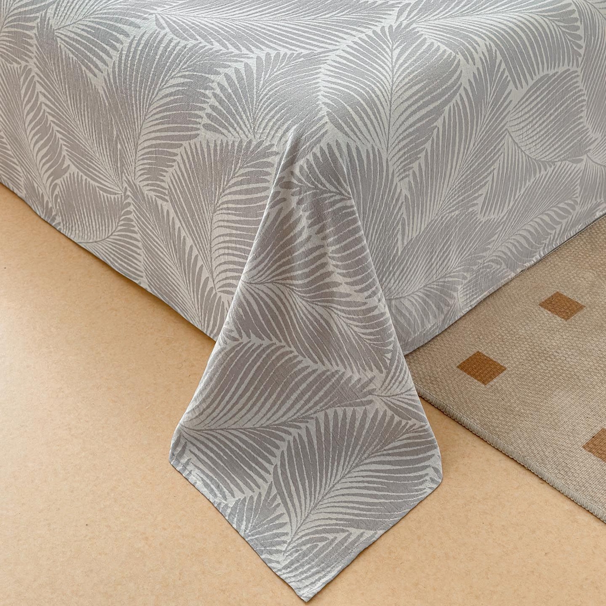 91家纺网 家纺一手货源 找家纺 涵宸家纺 2026新款全棉提花色坊系列单床单 床单-叶影-灰