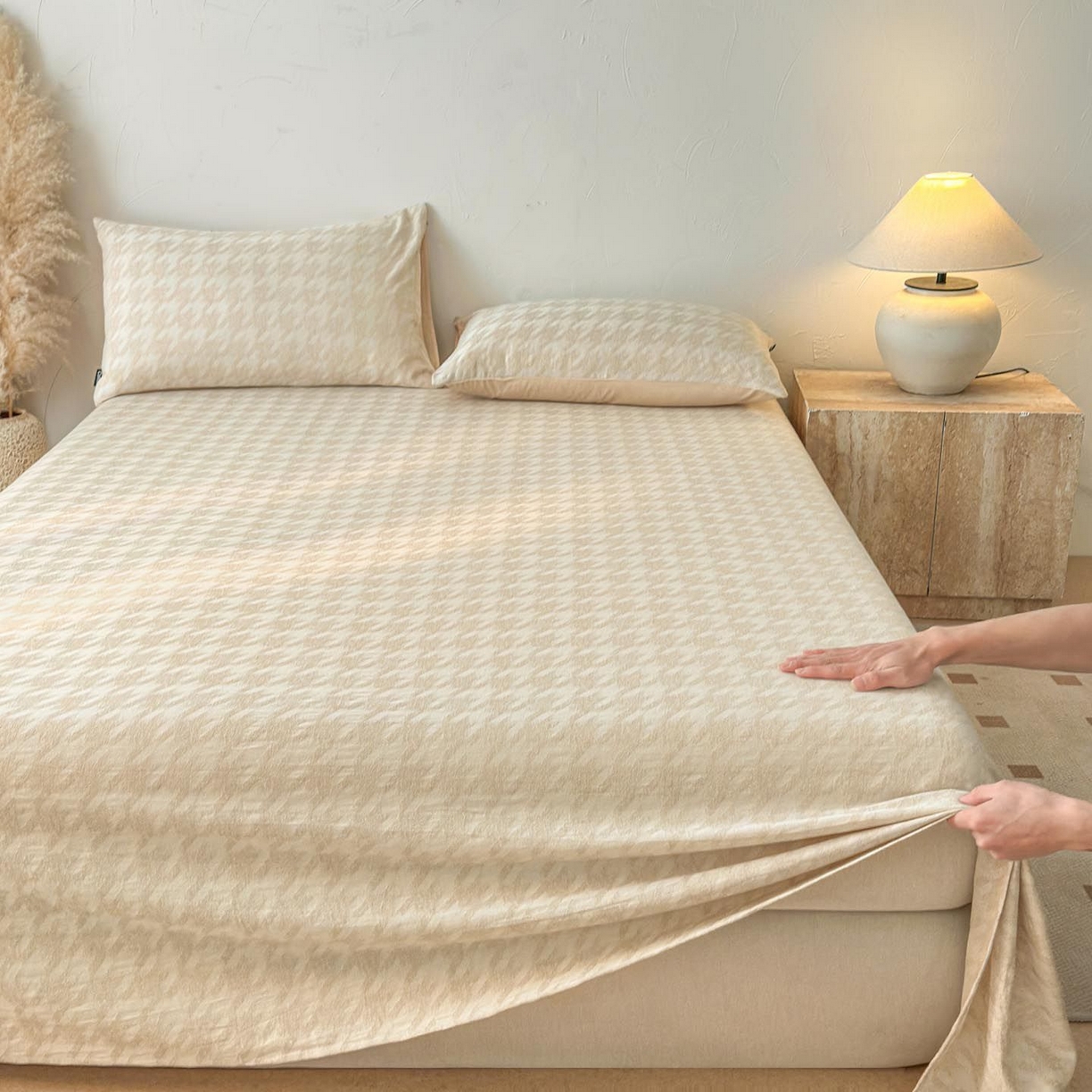 91家纺网 家纺一手货源 找家纺 涵宸家纺 2026新款全棉提花色坊系列单床单 床单-千熙-香槟