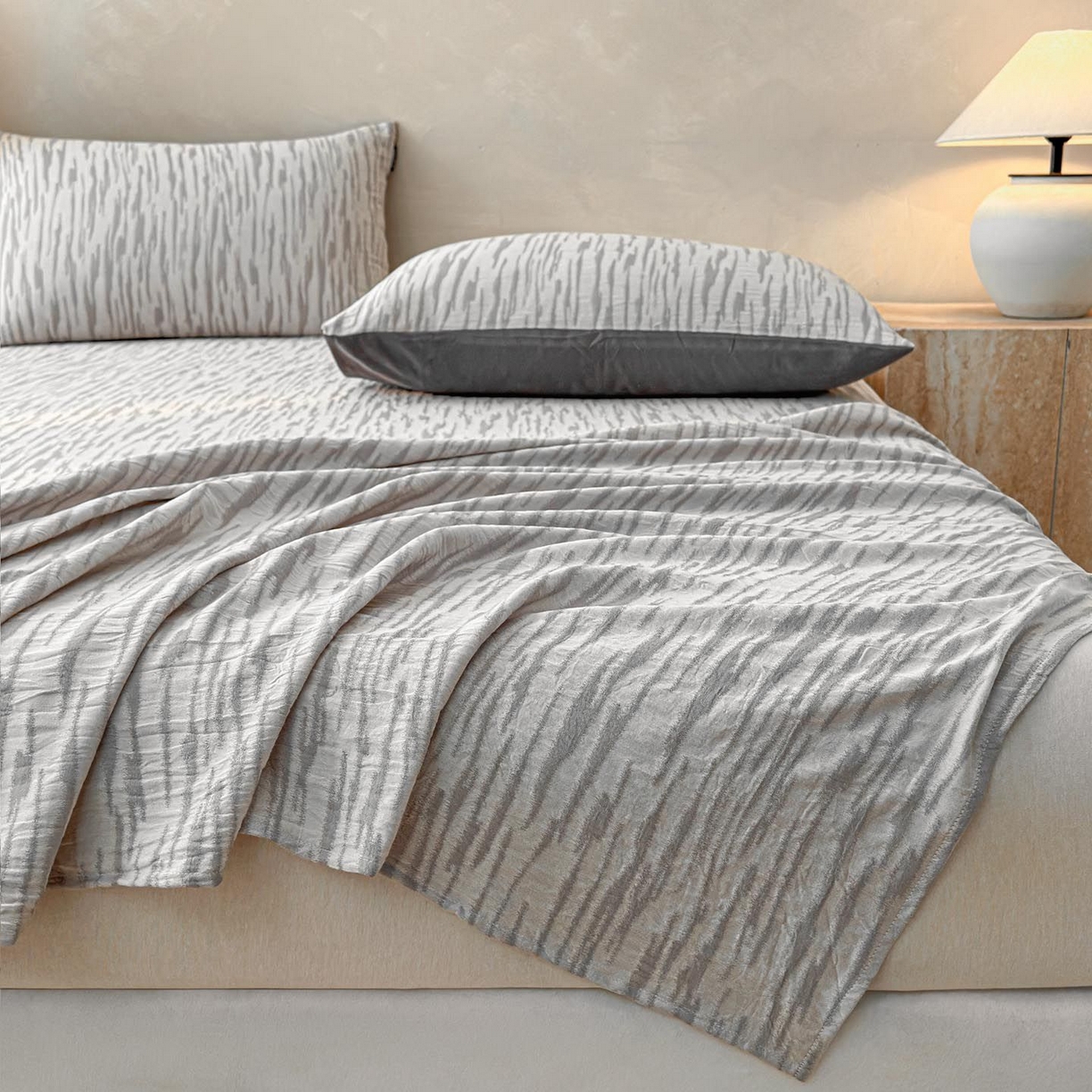 91家纺网 家纺一手货源 找家纺 涵宸家纺 2026新款全棉提花色坊系列单床单 床单-碧棉-灰