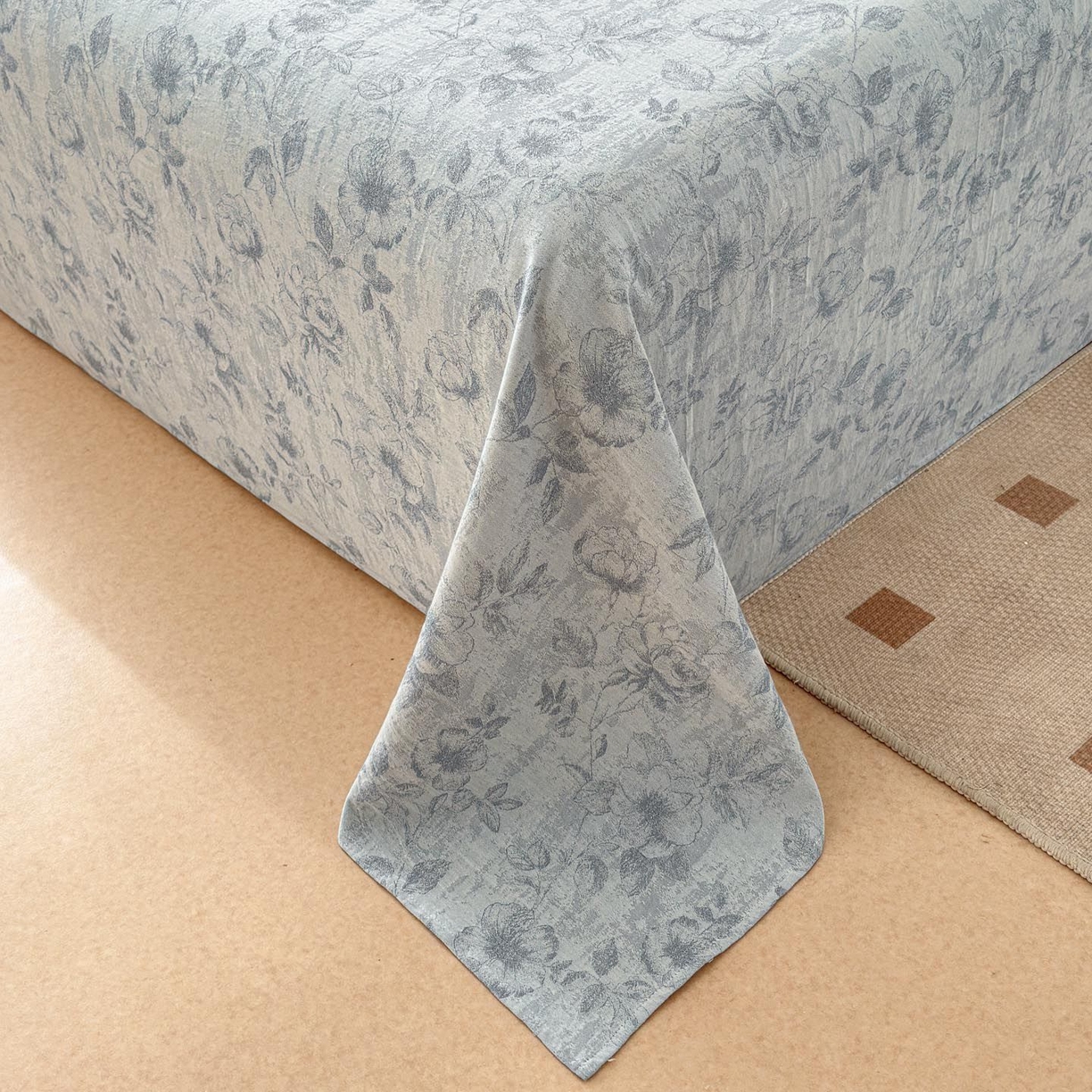 91家纺网 家纺一手货源 找家纺 涵宸家纺 2026新款全棉提花色坊系列单床单 床单-繁花盈然-蓝