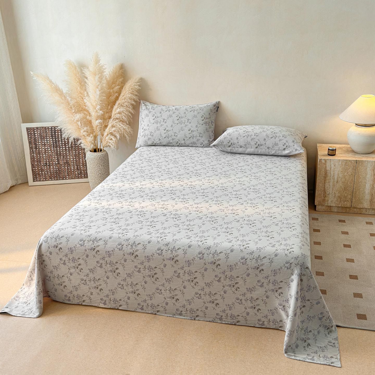 91家纺网 家纺一手货源 找家纺 涵宸家纺 2026新款全棉提花色坊系列单床单 床单-金禧-紫