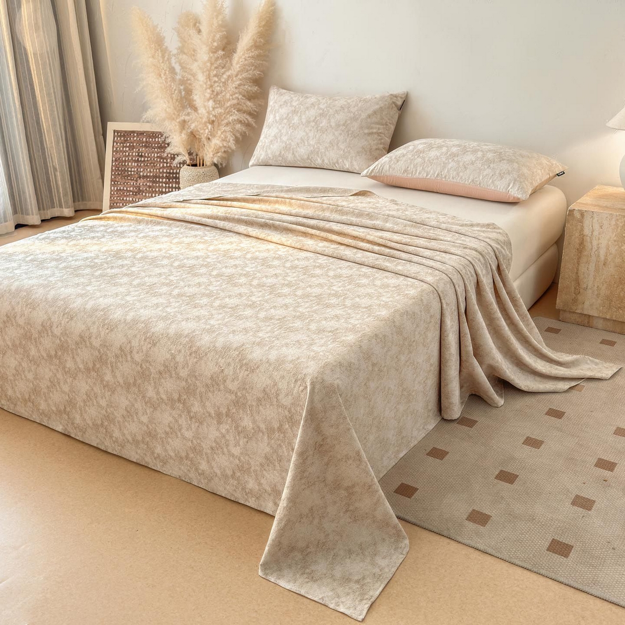 91家纺网 家纺一手货源 找家纺 涵宸家纺 2026新款全棉提花色坊系列单床单 床单-迷蒙