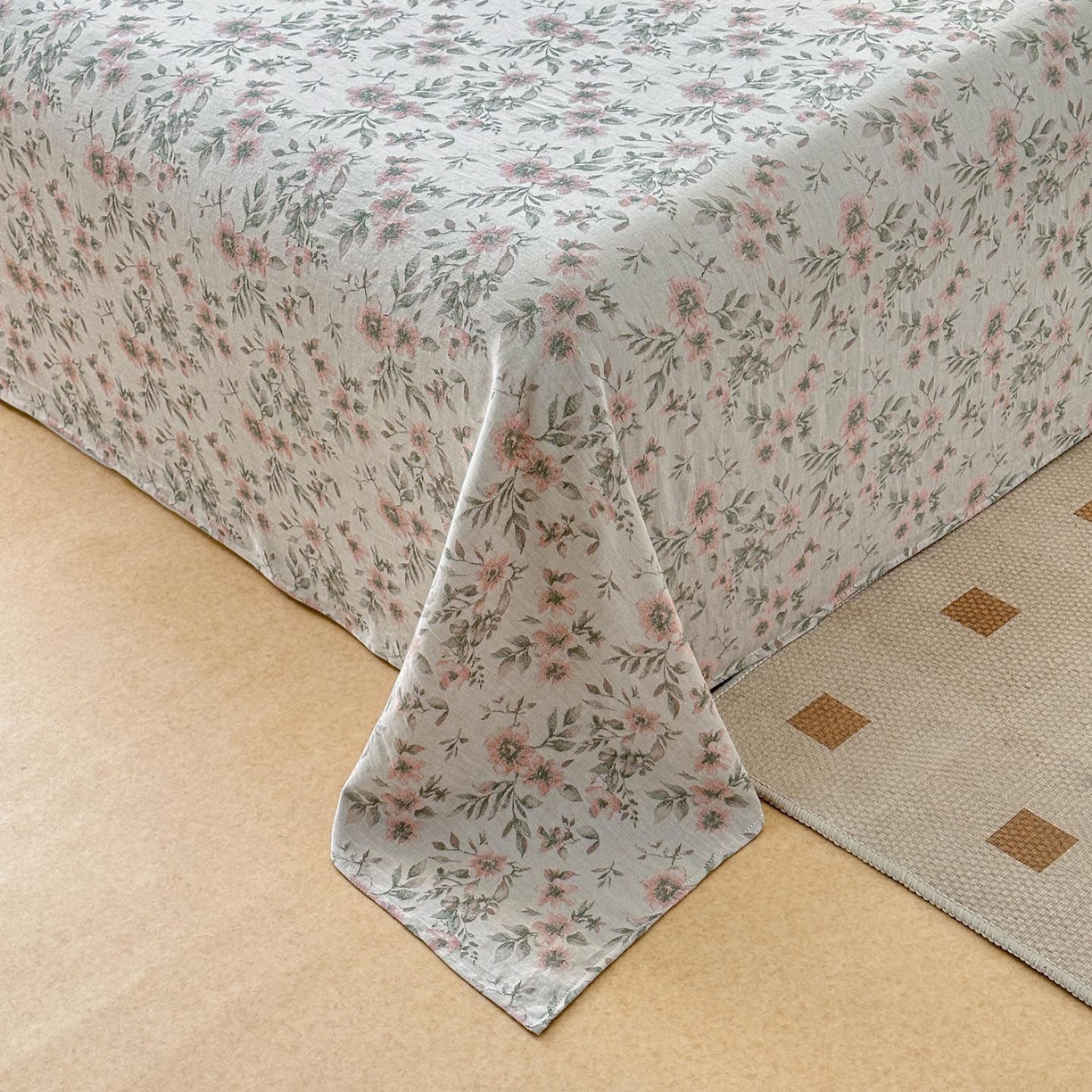 91家纺网 家纺一手货源 找家纺 涵宸家纺 2026新款全棉提花色坊系列单床单 床单-素薇-粉绿