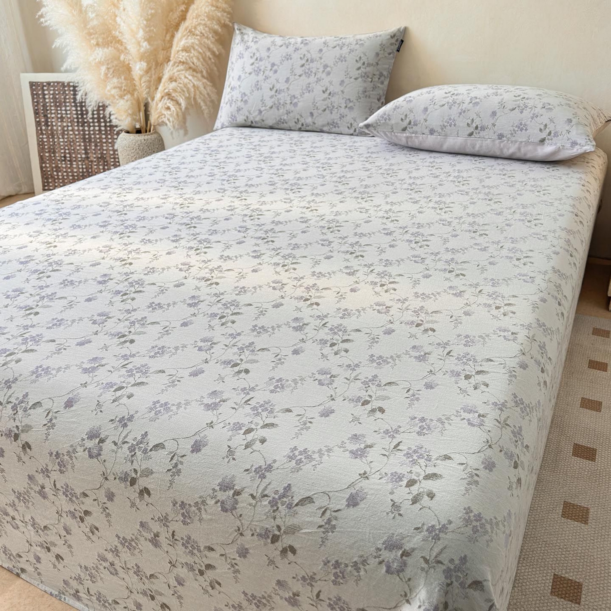 91家纺网 家纺一手货源 找家纺 涵宸家纺 2026新款全棉提花色坊系列单床单 床单-金禧-紫