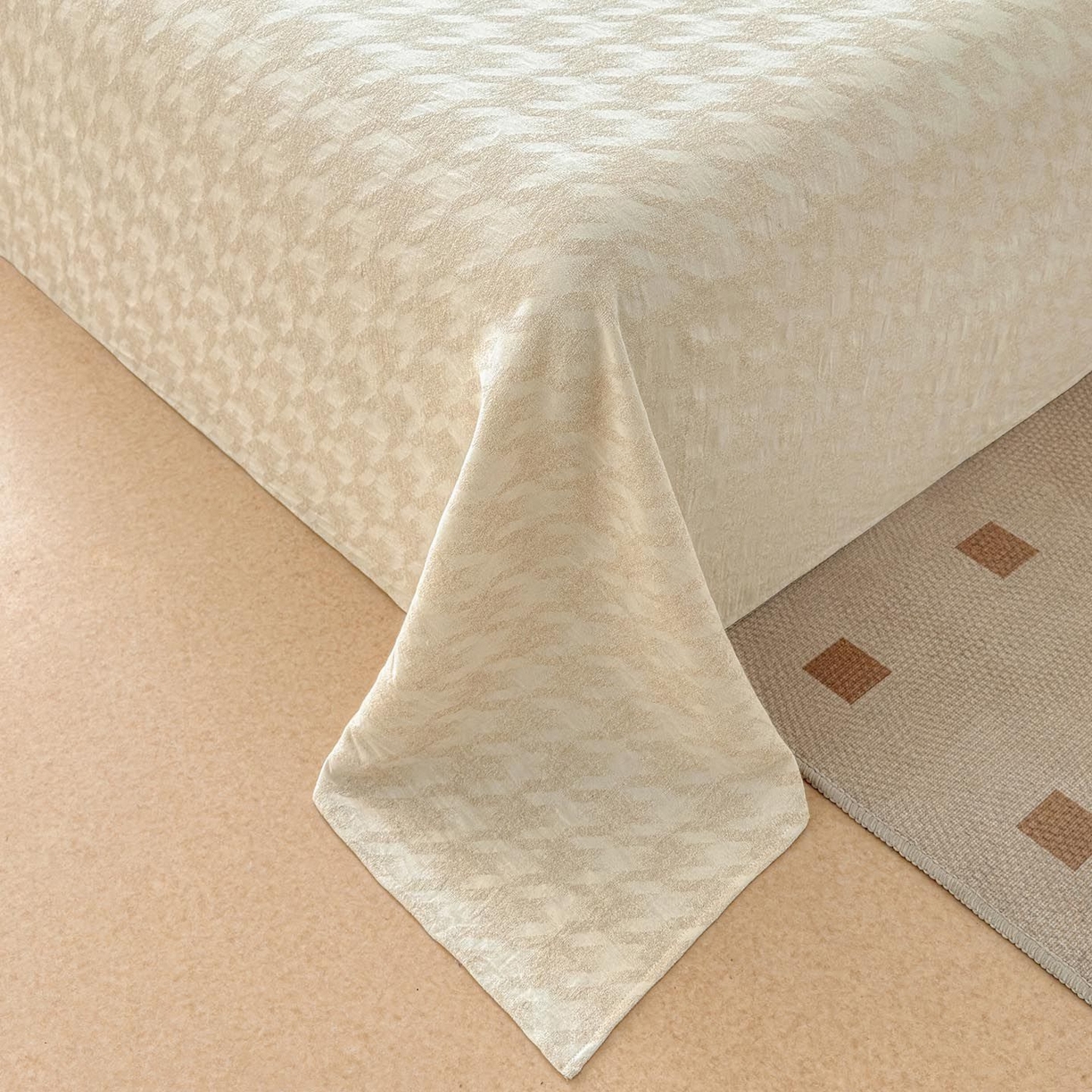 91家纺网 家纺一手货源 找家纺 涵宸家纺 2026新款全棉提花色坊系列单床单 床单-千熙-香槟