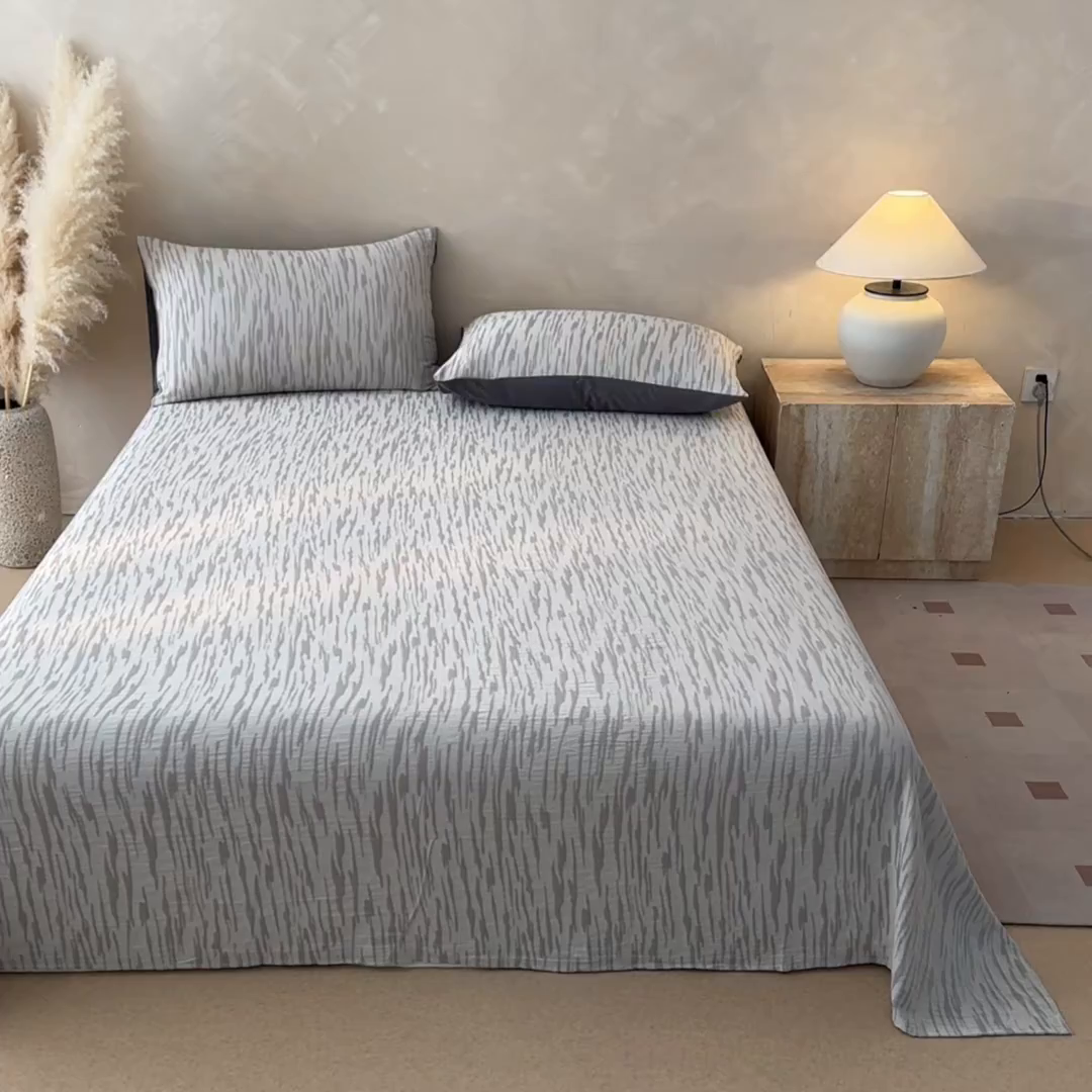 91家纺网 家纺一手货源 找家纺 涵宸家纺 2026新款全棉提花色坊系列单床单 床单-碧棉-灰