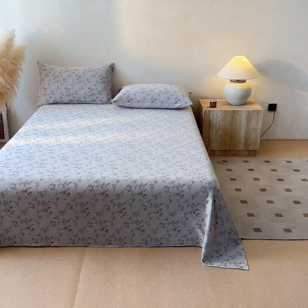 91家纺网 家纺一手货源 找家纺 涵宸家纺 2026新款全棉提花色坊系列单床单 床单-金禧-紫