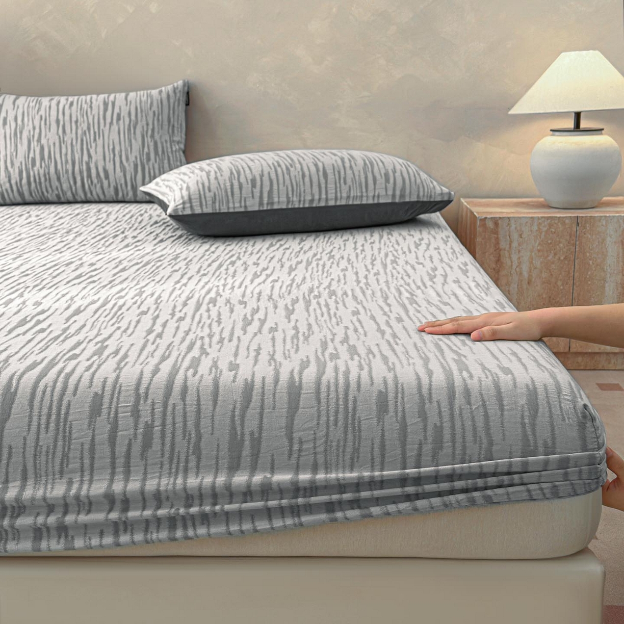 91家纺网 家纺一手货源 找家纺 （总）涵宸家纺 2026新款全棉提花色坊系列单床笠