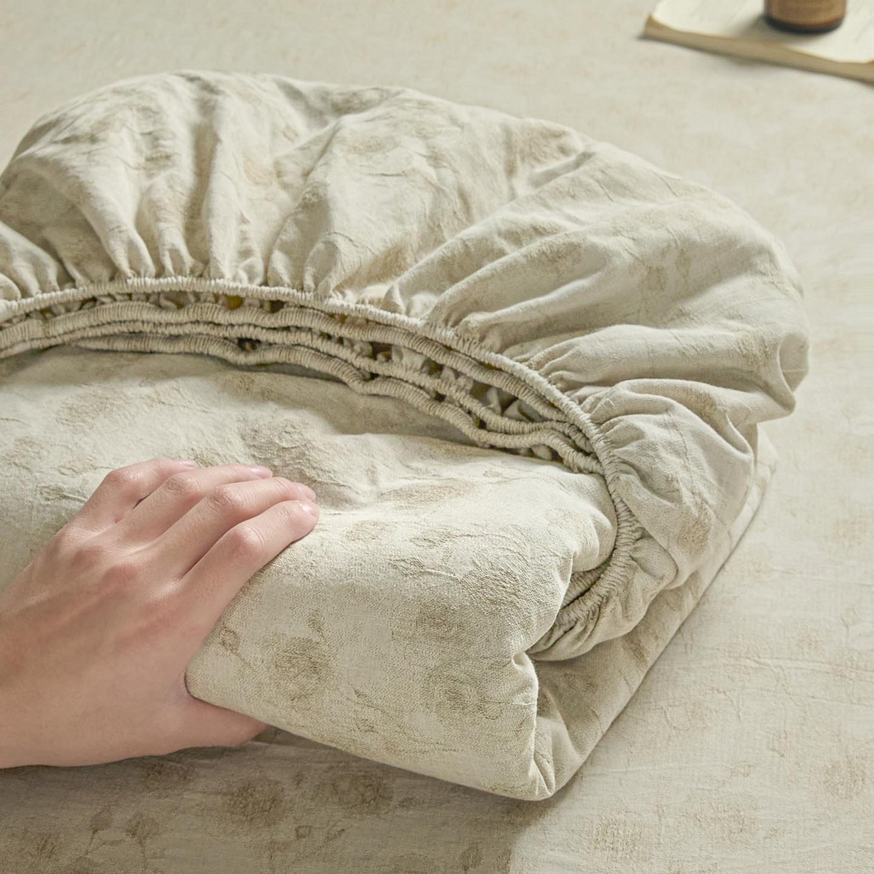 91家纺网 家纺一手货源 找家纺 涵宸家纺 2026新款全棉提花色坊系列单床笠 床笠-若梦-绿