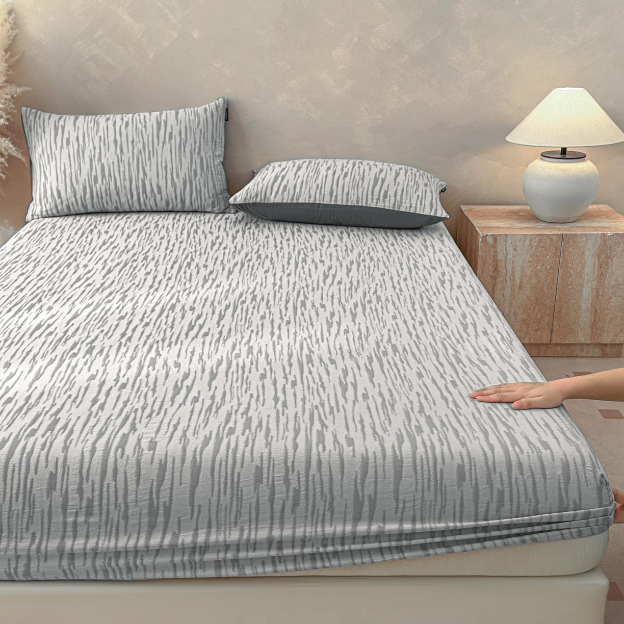 91家纺网 家纺一手货源 找家纺 （总）涵宸家纺 2026新款全棉提花色坊系列单床笠