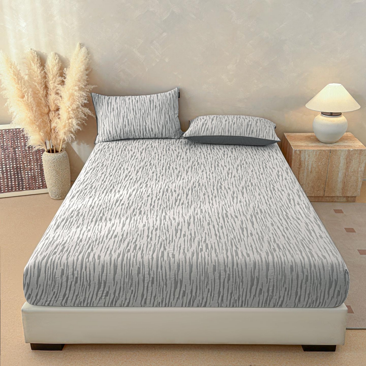 91家纺网 家纺一手货源 找家纺 涵宸家纺 2026新款全棉提花色坊系列单床笠 床笠-碧棉-灰