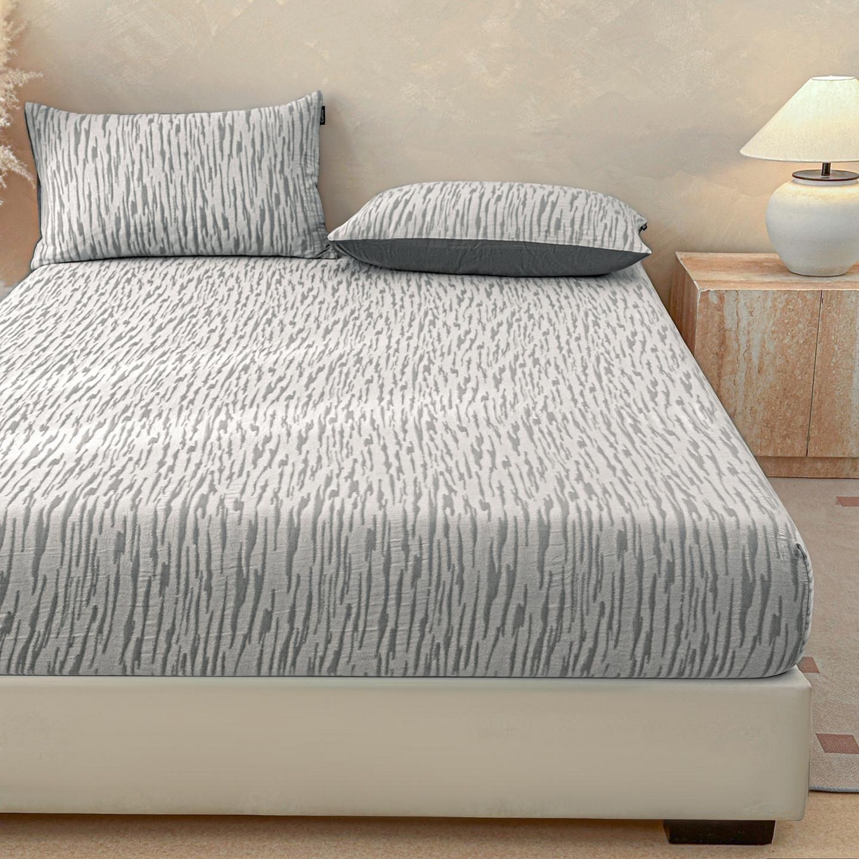 91家纺网 家纺一手货源 找家纺 涵宸家纺 2026新款全棉提花色坊系列单床笠 床笠-碧棉-灰