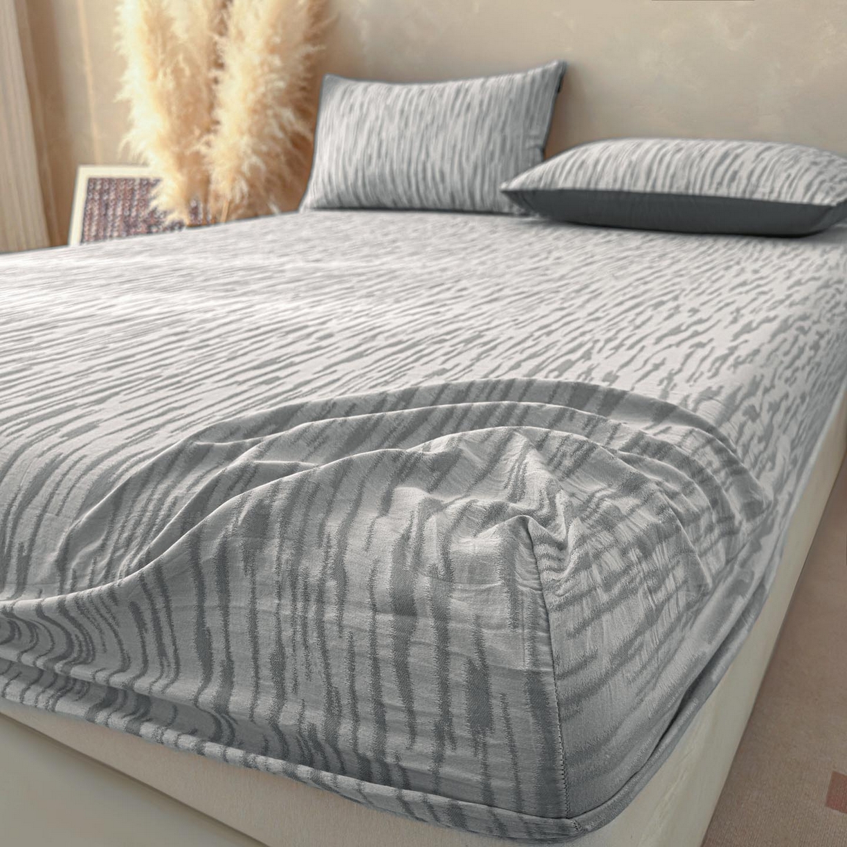 91家纺网 家纺一手货源 找家纺 涵宸家纺 2026新款全棉提花色坊系列单床笠 床笠-碧棉-灰