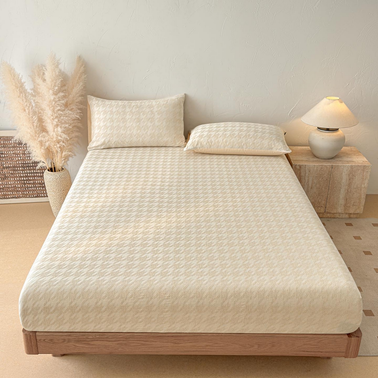 91家纺网 家纺一手货源 找家纺 涵宸家纺 2026新款全棉提花色坊系列单床笠 床笠-千熙-香槟