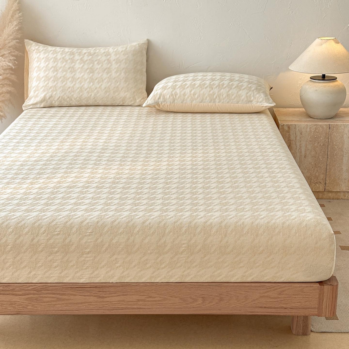 91家纺网 家纺一手货源 找家纺 涵宸家纺 2026新款全棉提花色坊系列单床笠 床笠-千熙-香槟