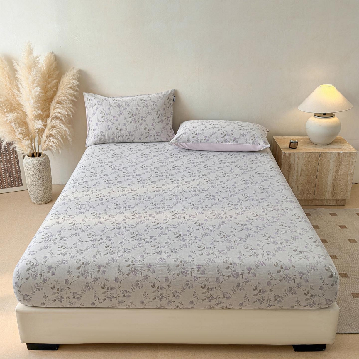 91家纺网 家纺一手货源 找家纺 涵宸家纺 2026新款全棉提花色坊系列单床笠 床笠-金禧-紫