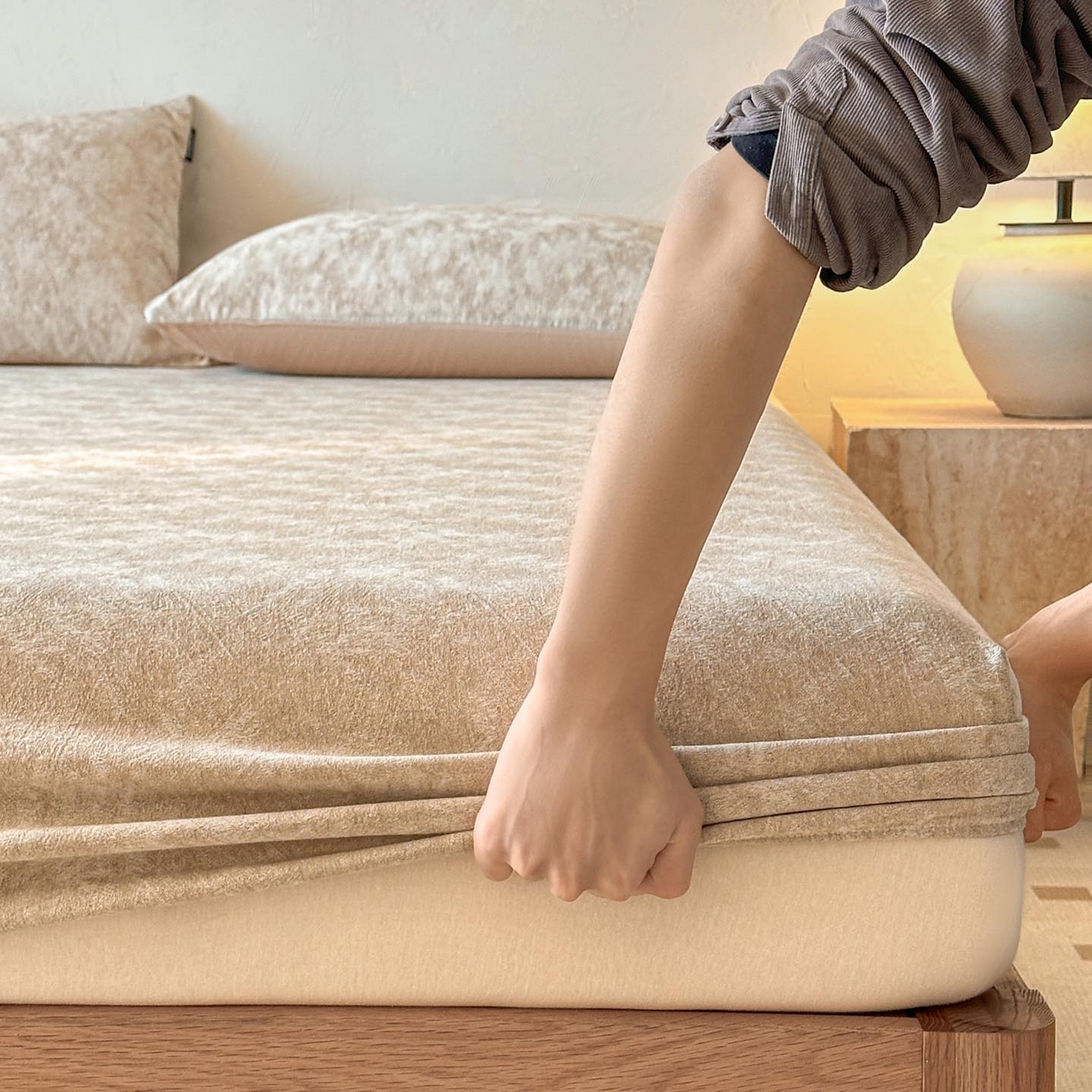 91家纺网 家纺一手货源 找家纺 涵宸家纺 2026新款全棉提花色坊系列单床笠 床笠-迷蒙