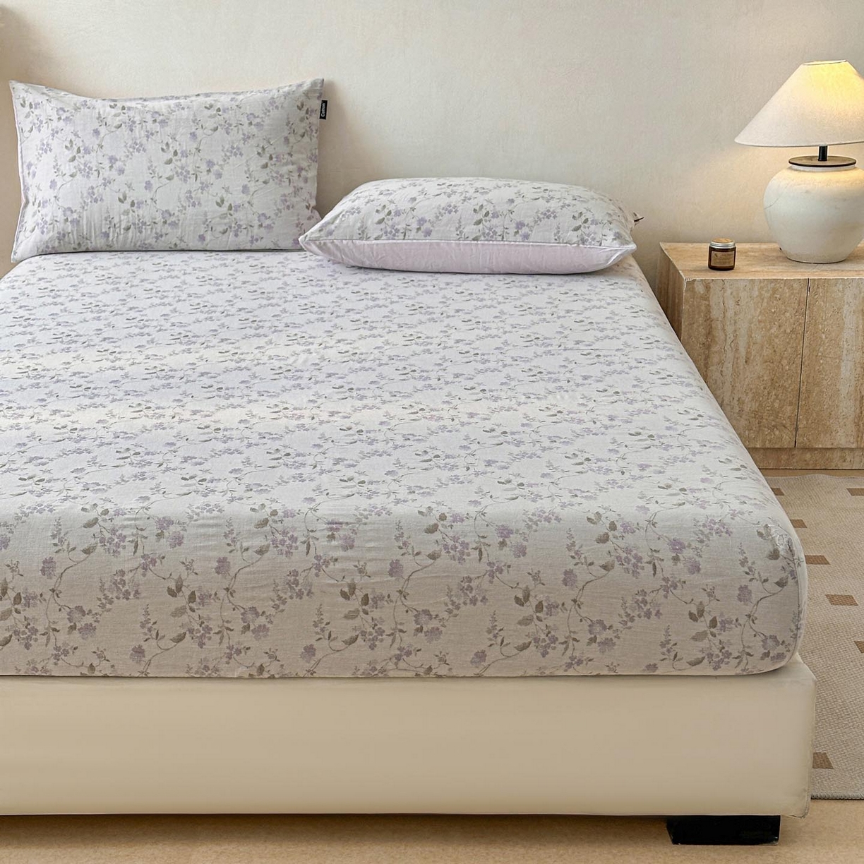 91家纺网 家纺一手货源 找家纺 涵宸家纺 2026新款全棉提花色坊系列单床笠 床笠-金禧-紫