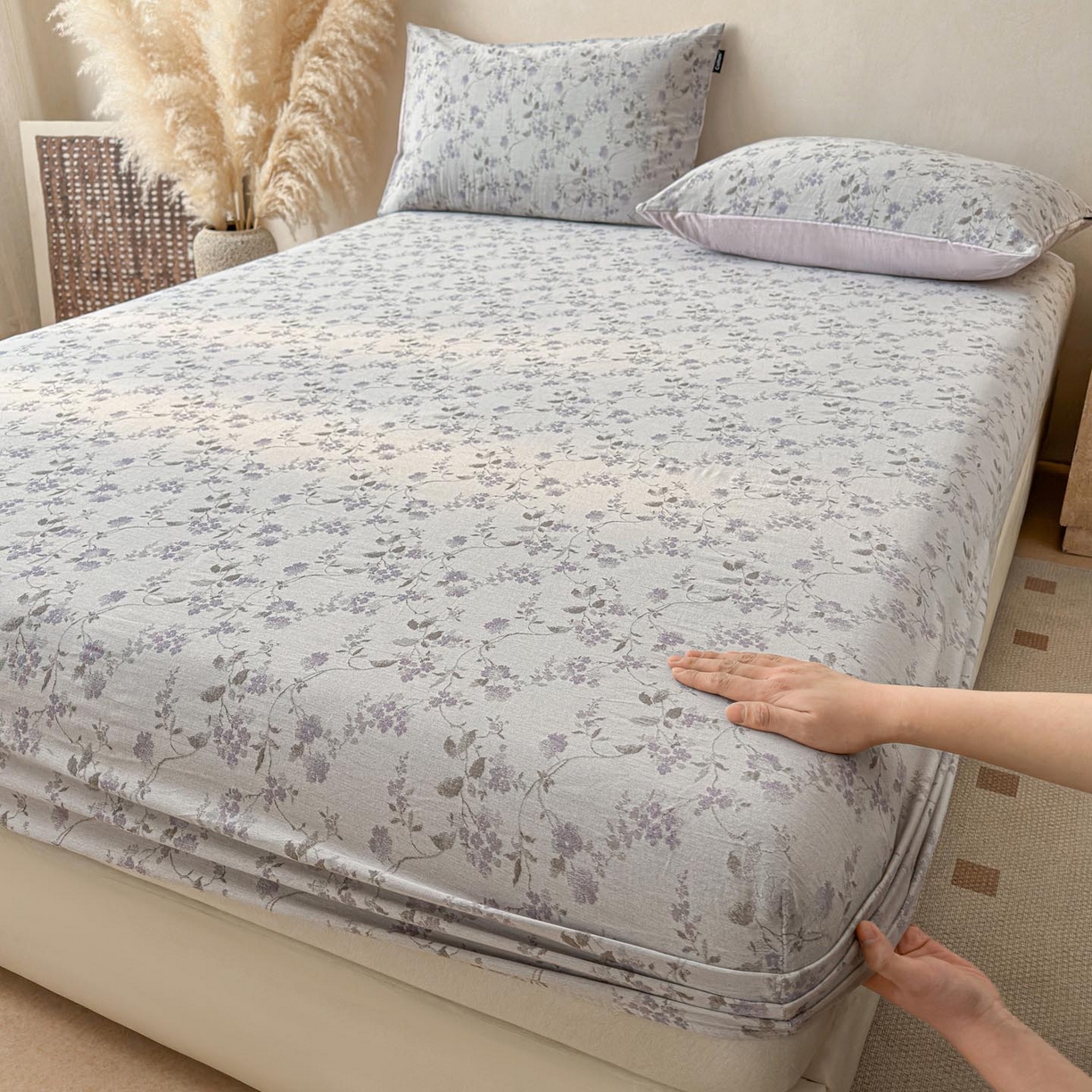 91家纺网 家纺一手货源 找家纺 涵宸家纺 2026新款全棉提花色坊系列单床笠 床笠-金禧-紫