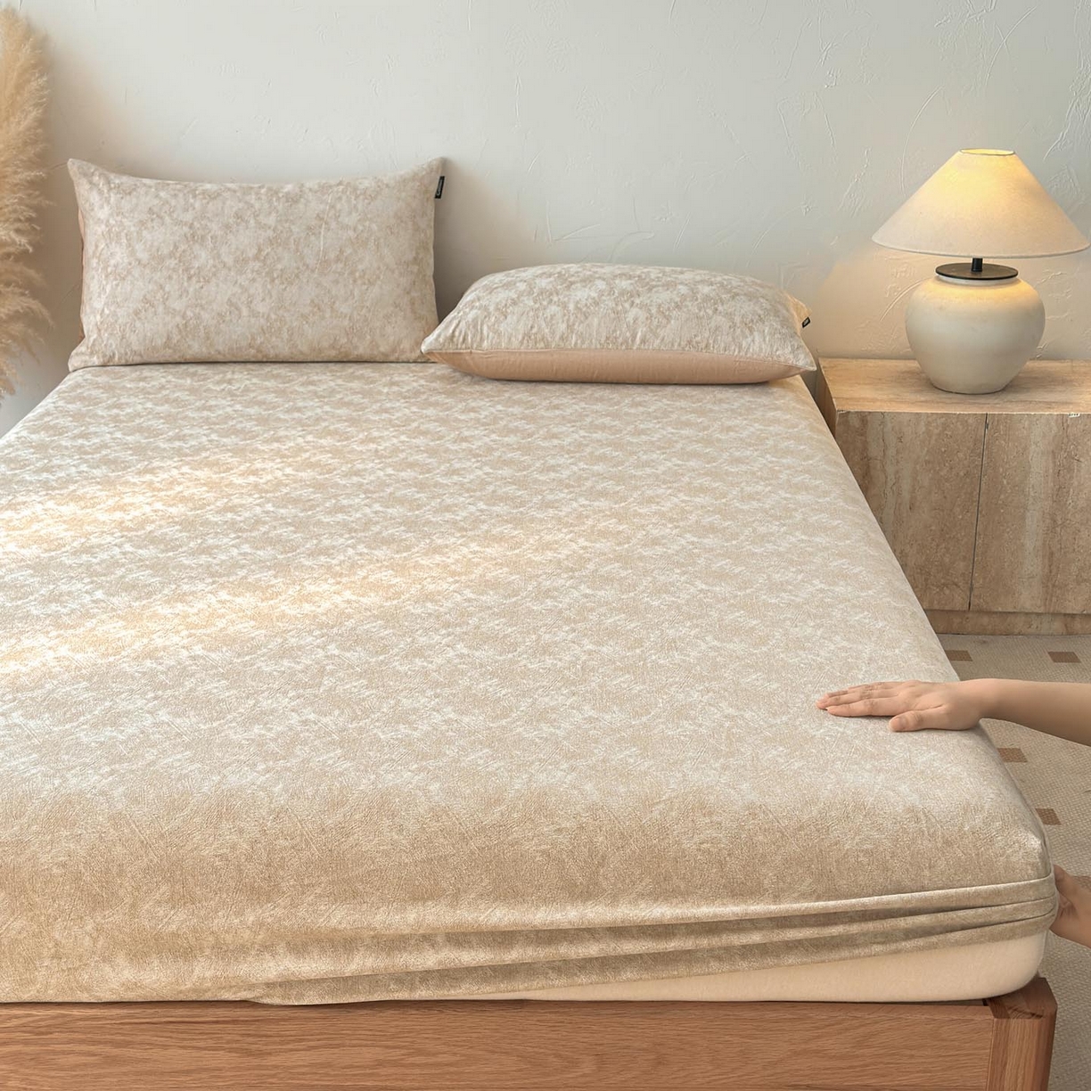 91家纺网 家纺一手货源 找家纺 涵宸家纺 2026新款全棉提花色坊系列单床笠 床笠-迷蒙