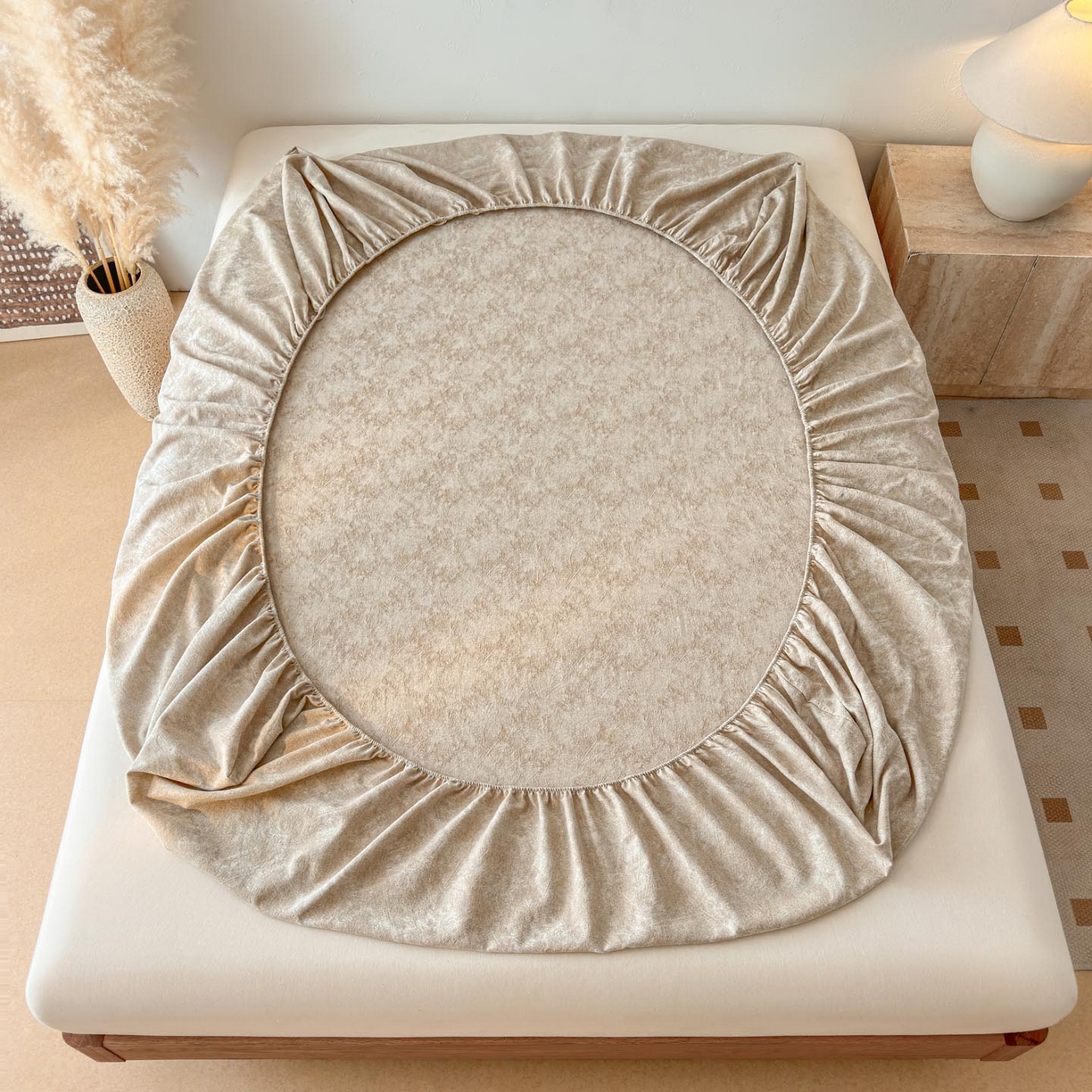 91家纺网 家纺一手货源 找家纺 涵宸家纺 2026新款全棉提花色坊系列单床笠 床笠-迷蒙