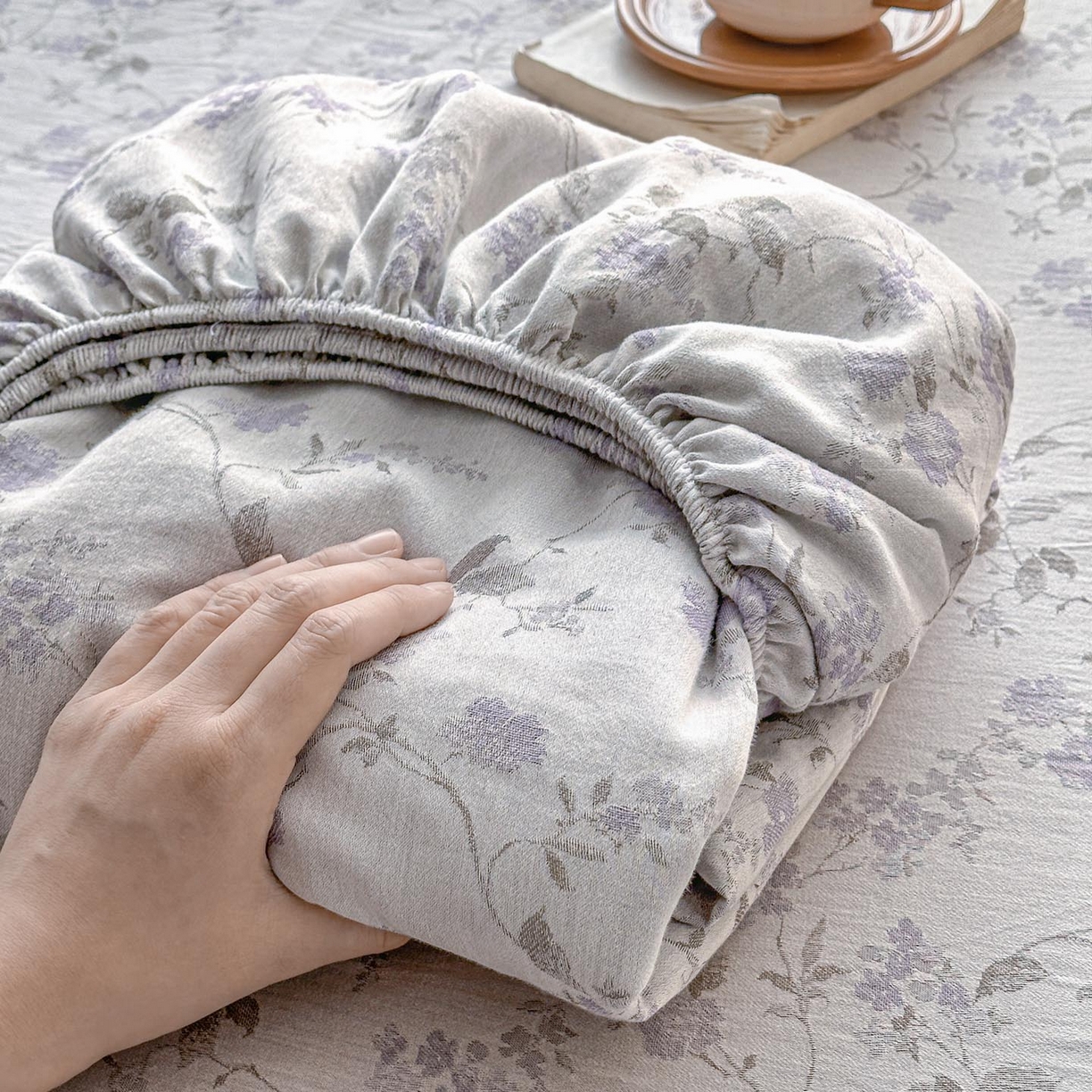 涵宸家纺 2026新款全棉提花色坊系列单床笠 床笠-金禧-紫