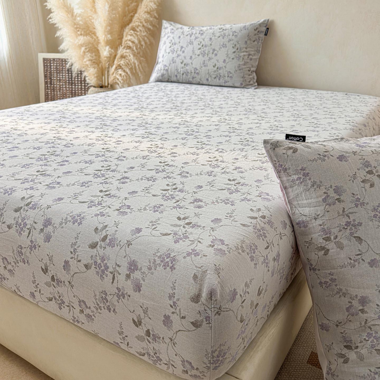 91家纺网 家纺一手货源 找家纺 涵宸家纺 2026新款全棉提花色坊系列单床笠 床笠-金禧-紫